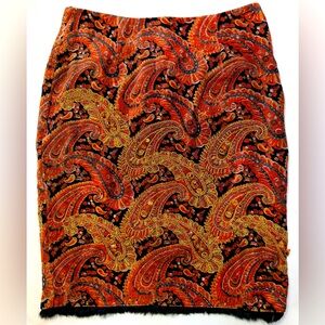 Ario Women’s Handmade Paisley Print Embroidered Skirt Size Medium